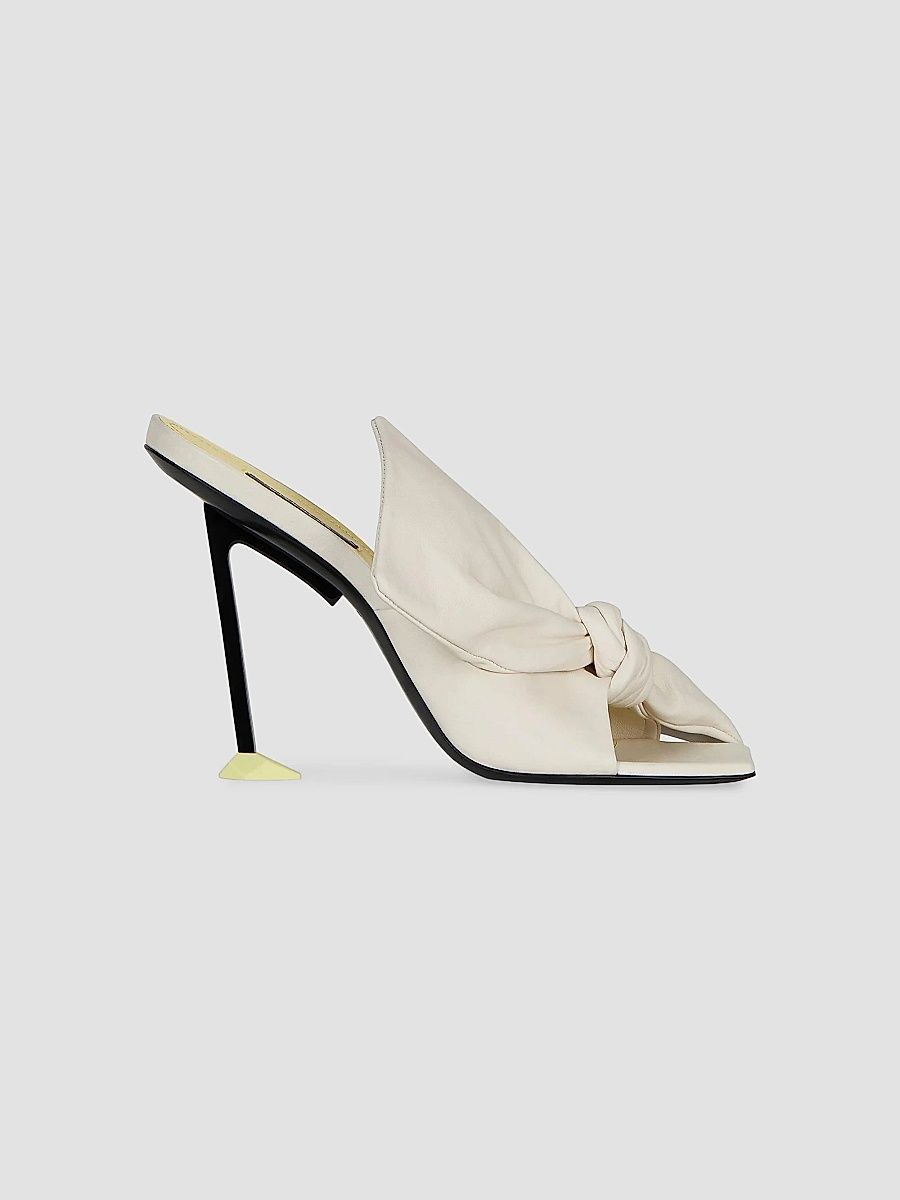 Givenchy Women's Boudoir Heeled Mules in Nappa Leather with Bow - Ivory - Size 11