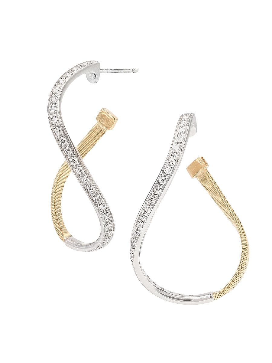 Women's Marrakech Two-Tone 18K Gold & 0.38 TCW Diamond Twist Drop Earrings - Yellow Gold