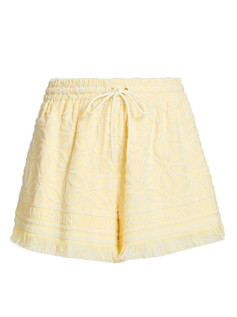 Women's Coco Cotton Towelling Shorts - Yellow Cream - Size 8