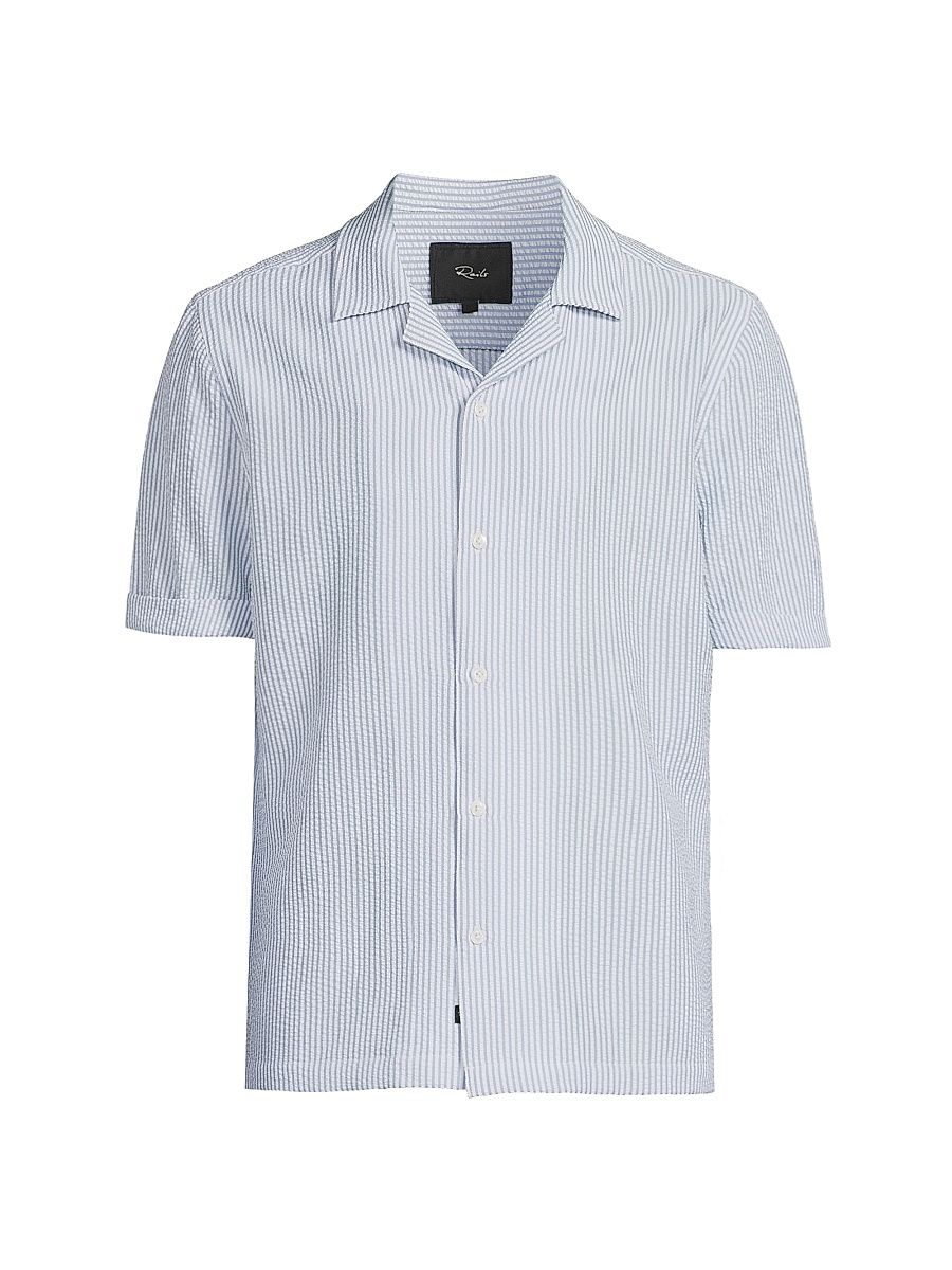 Men's Amalfi Seersucker Shirt - Blue White Seersucker - Size Medium
