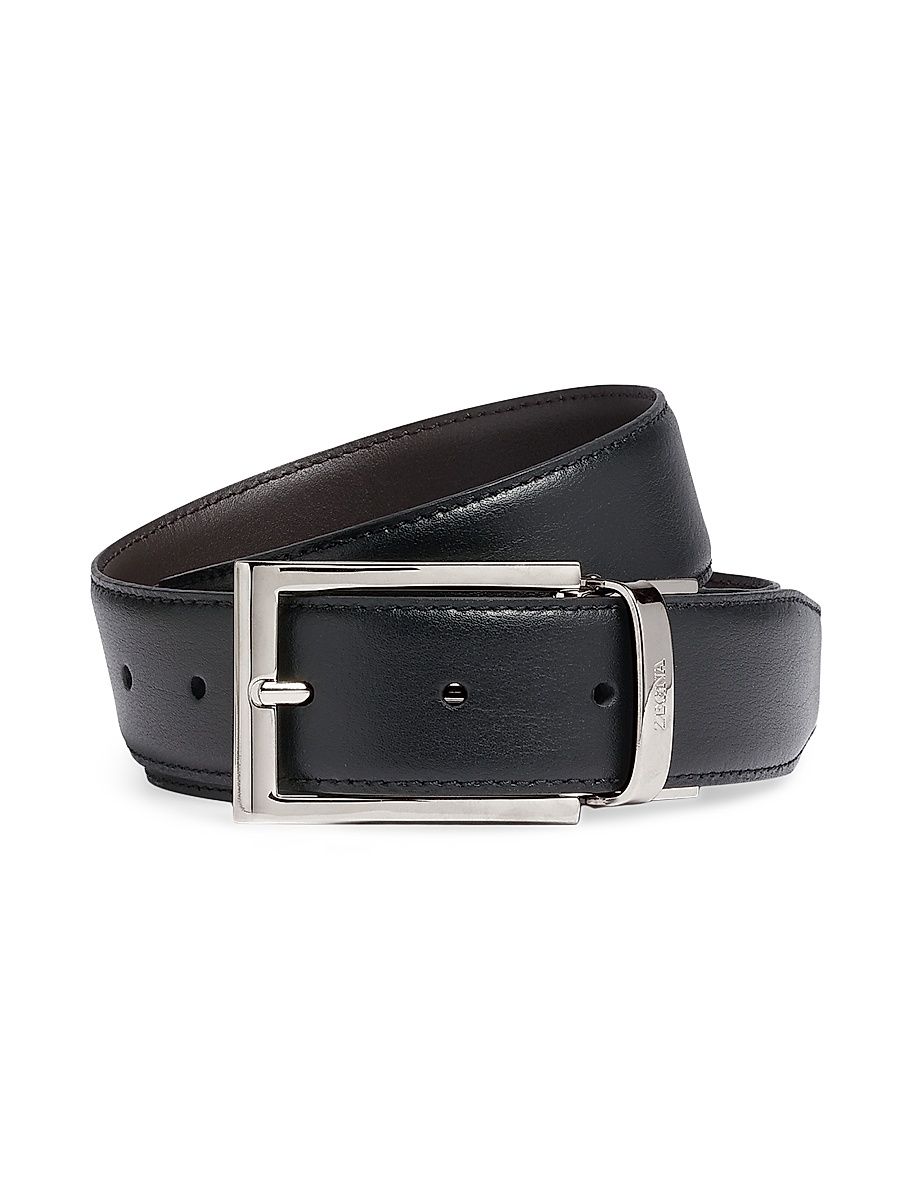 Men's Reversible Leather Belt - Black - Size 44