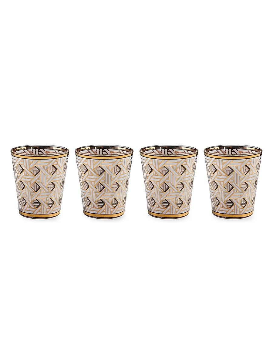 Basketweave Glasses 4-Piece Set - Gold