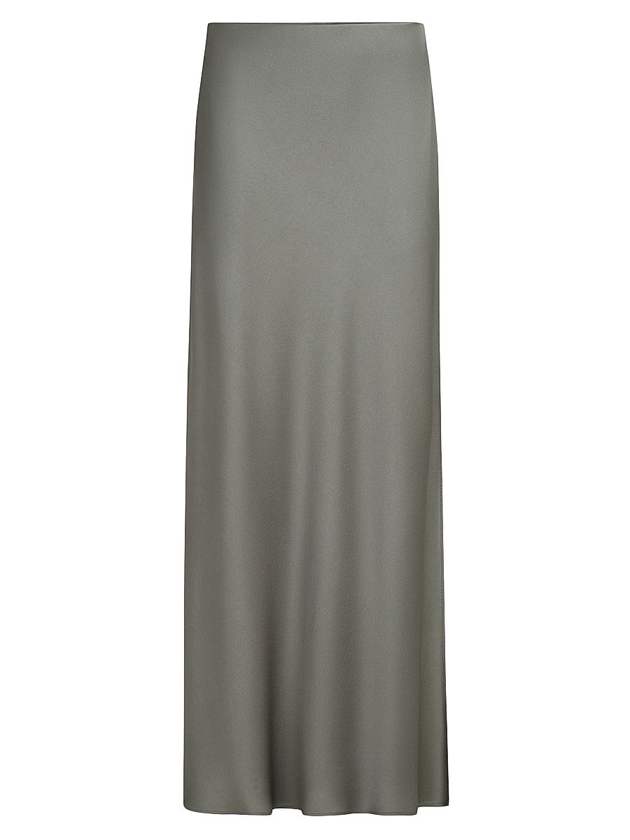 Women's Satin Cady Fluid Bias Cut Skirt - Olive - Size 14