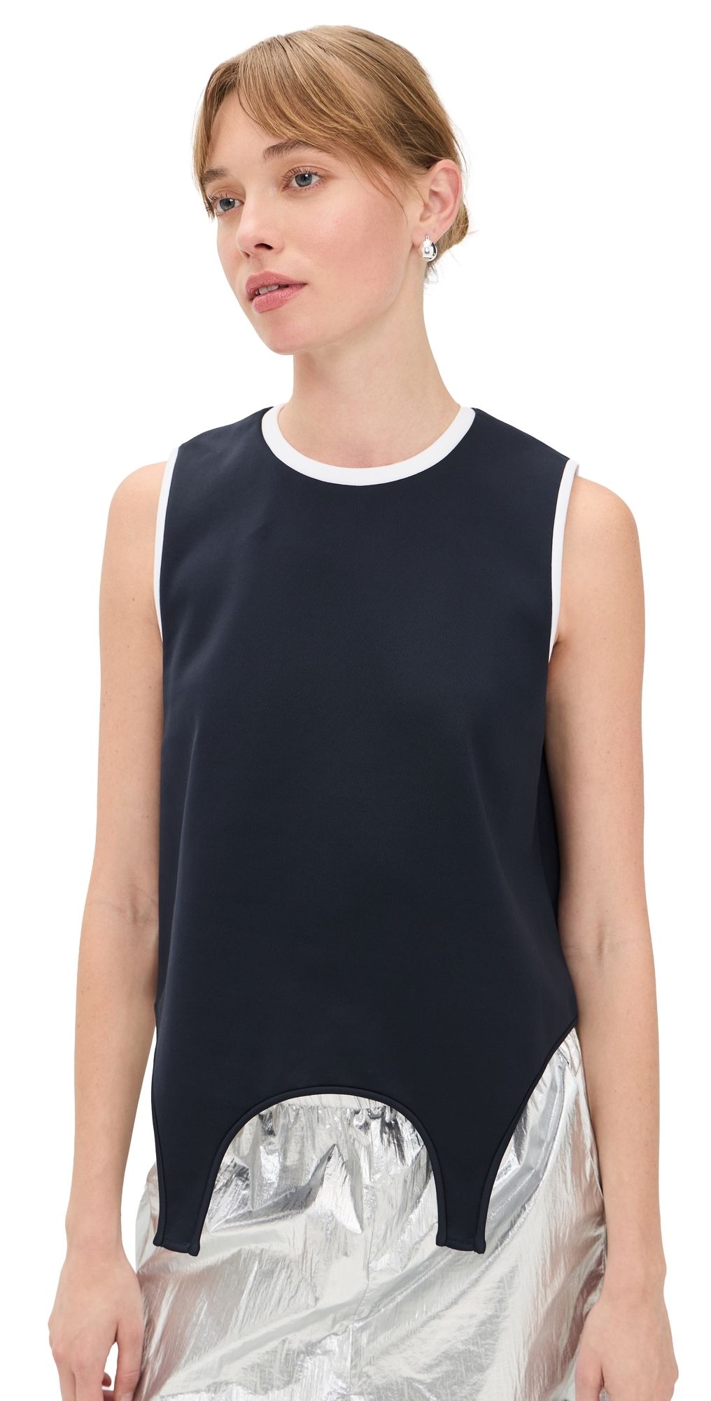 Tibi Active Knit The Flip Tank Navy M