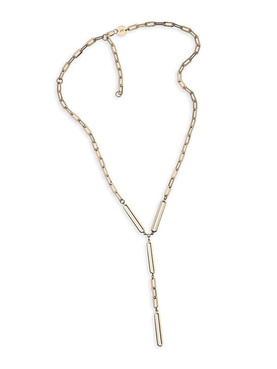 Women's Flora 14K Goldplated & Diamond Oval-Link Lariat Necklace - Yellow Vermeil