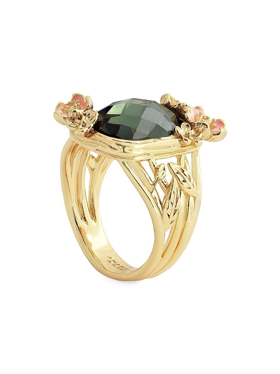 Women's Wildflowers 18K Gold-Plated, Glass, Enamel & Crystal Ring - Size 6