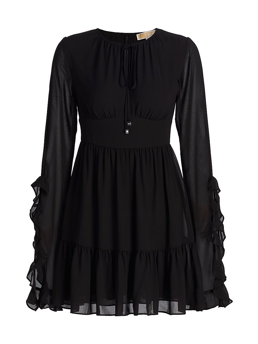 Women's Ruffled Minidress - Black - Size Small