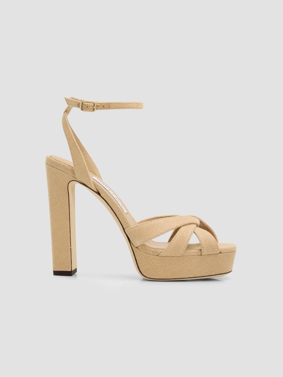 Jimmy Choo Women's Kove 120MM Linen Platform Sandals - Ballet Pink - Size 12