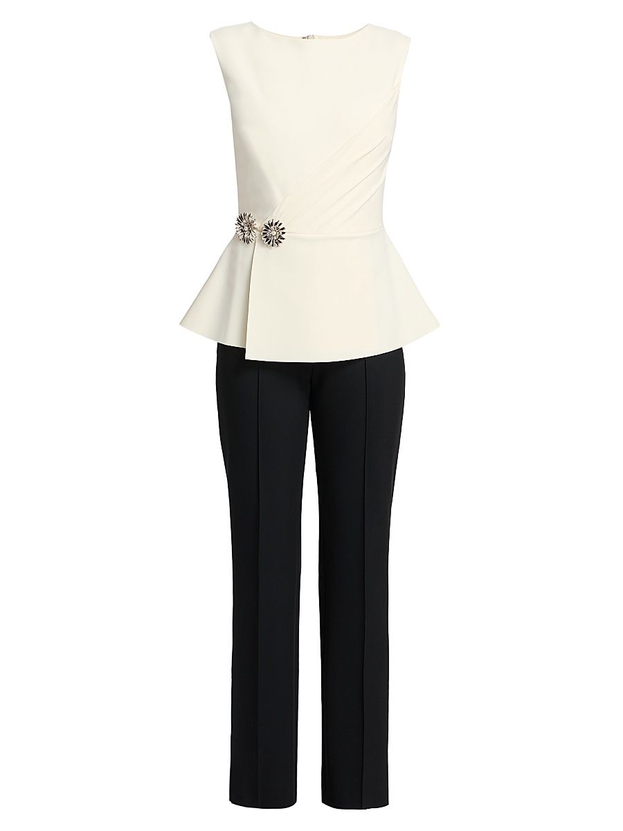 Women's Suzue Two-Tone Peplum Jumpsuit - Black White - Size 8