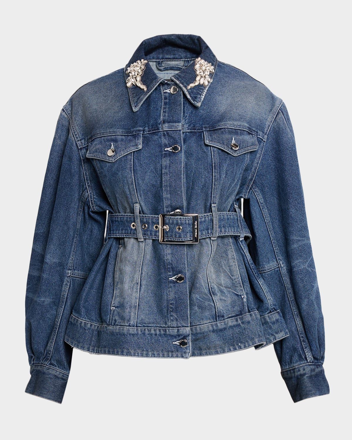 Embellished Sculpted Denim Jacket