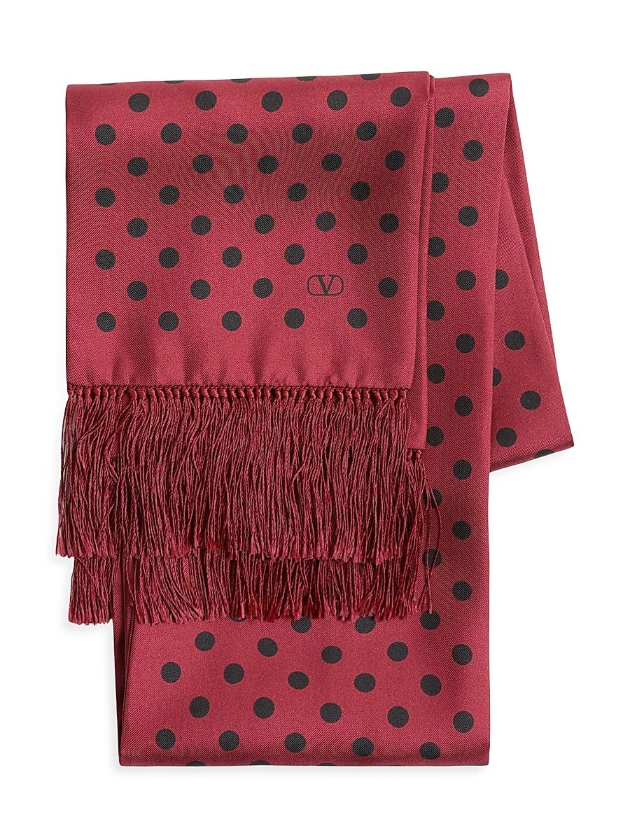 Men's Plusdepois Silk Bandeau Scarf with Fringe - Red Black