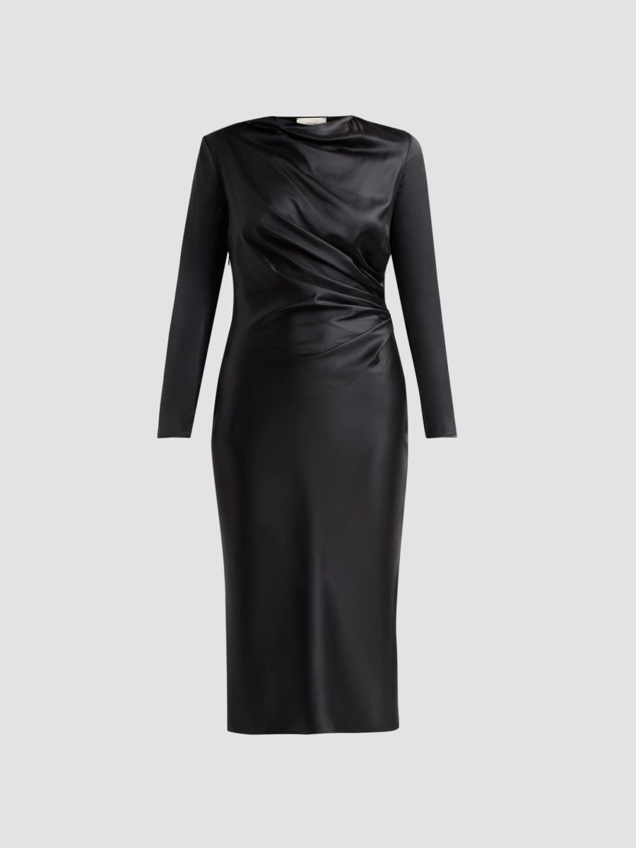 Loulou de Saison Women's Fabio Draped Midi Dress - Black - Size XS
