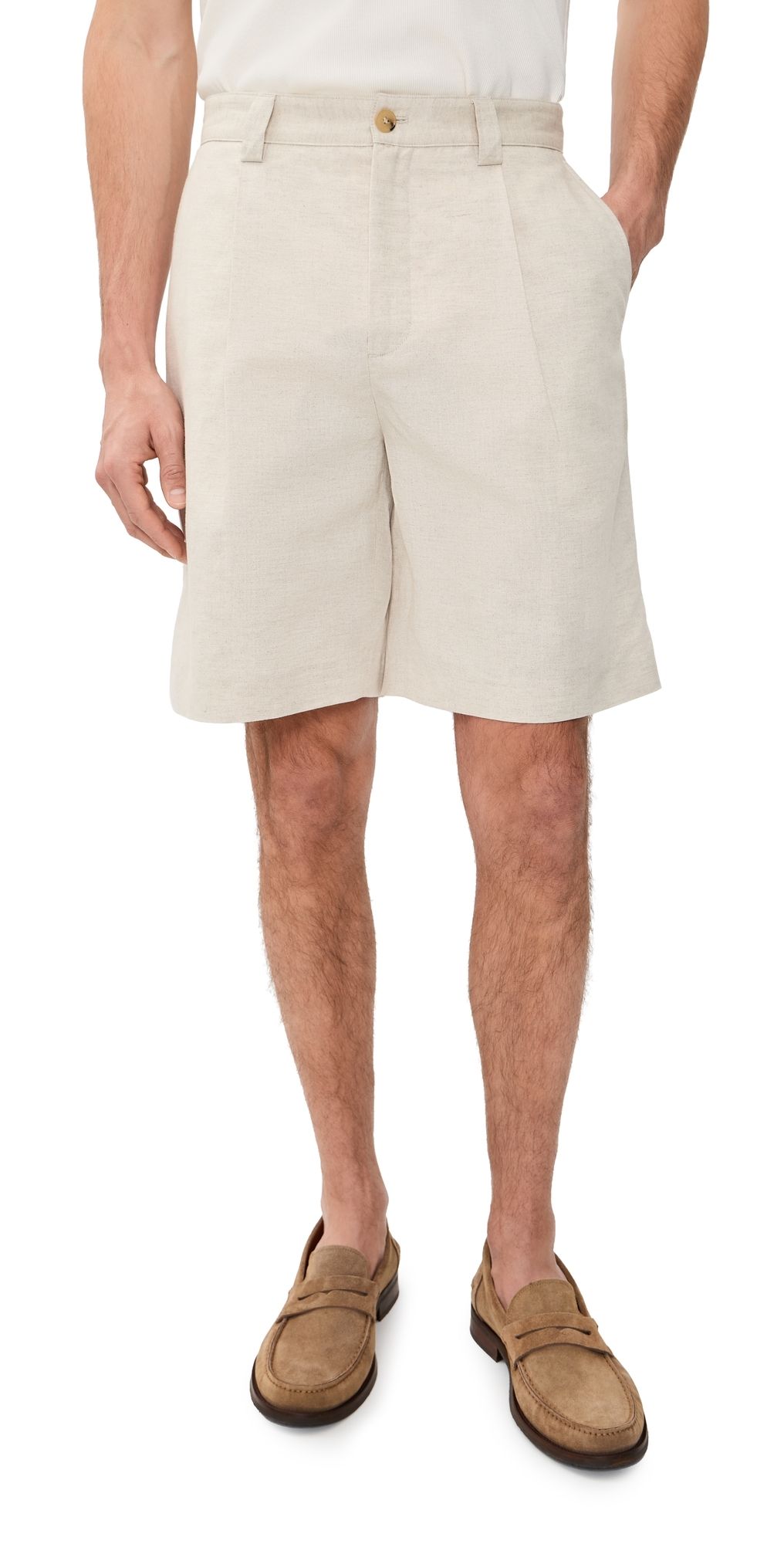 Maison Kitsuné Pleated Shorts 8.75 Macadamia 36