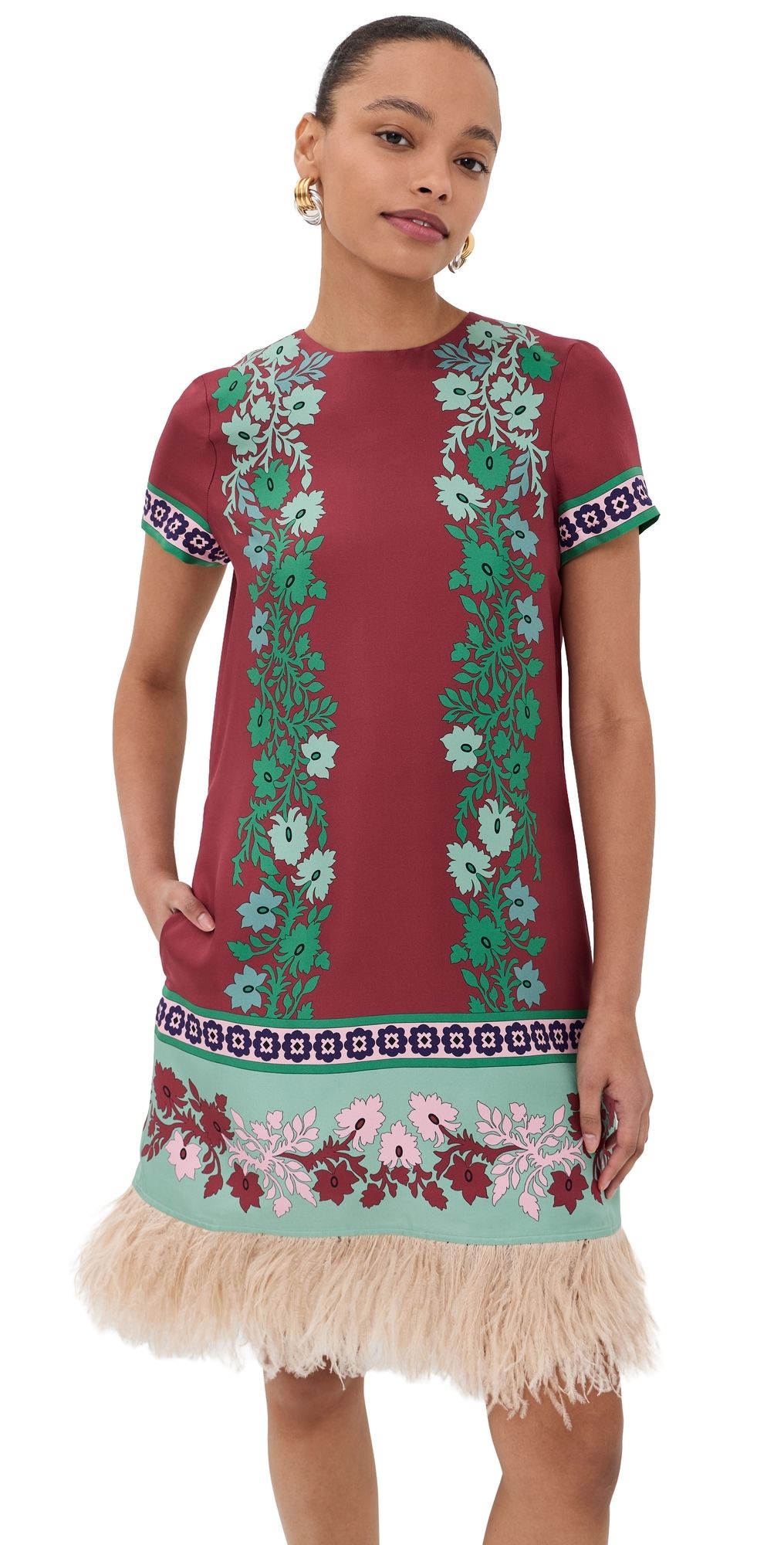 La DoubleJ Mini Swing Dress with Feathers Regalia Placee S