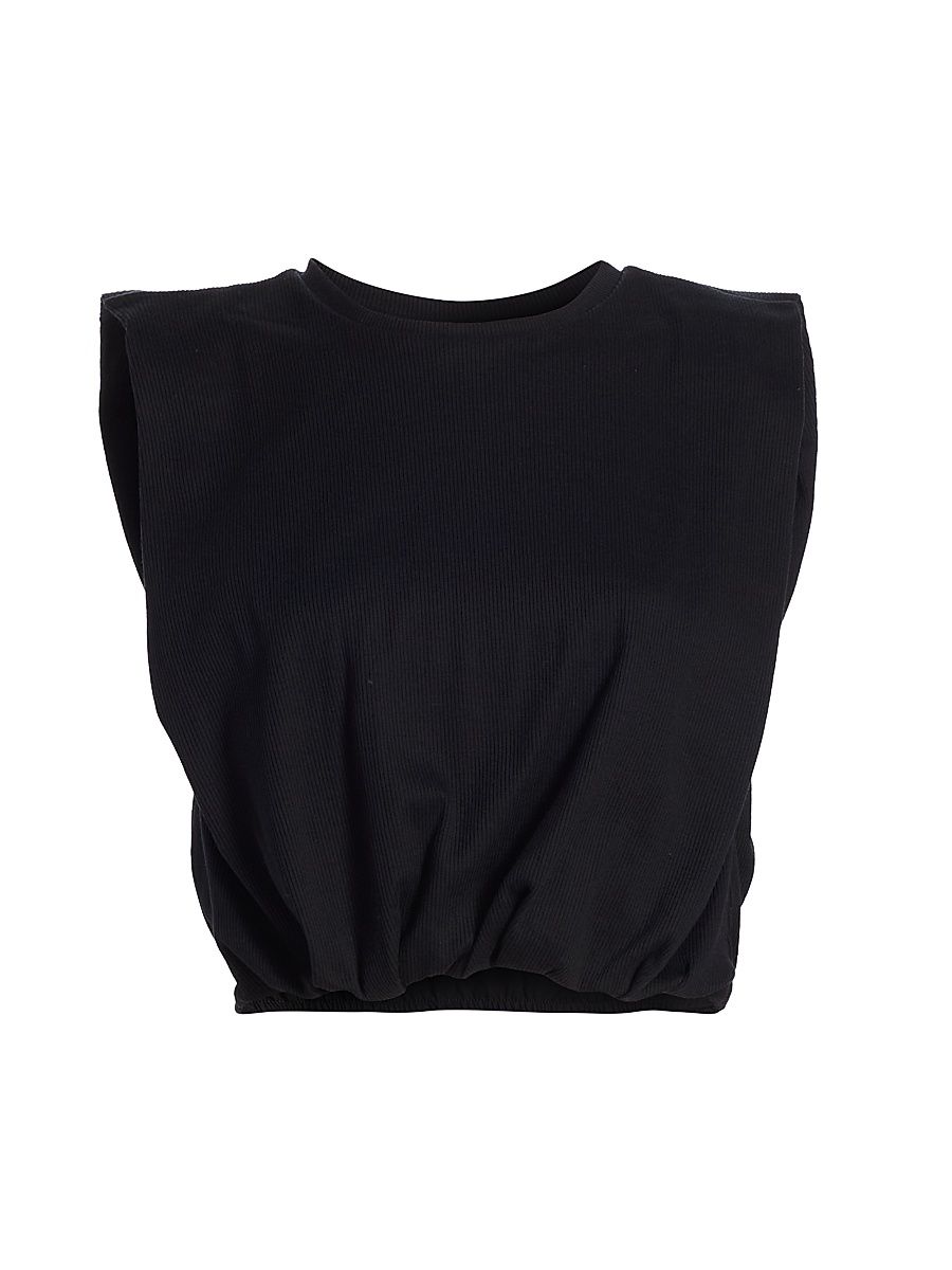 Women's Muraya Gathered Sleeveless T-Shirt - Black - Size Large