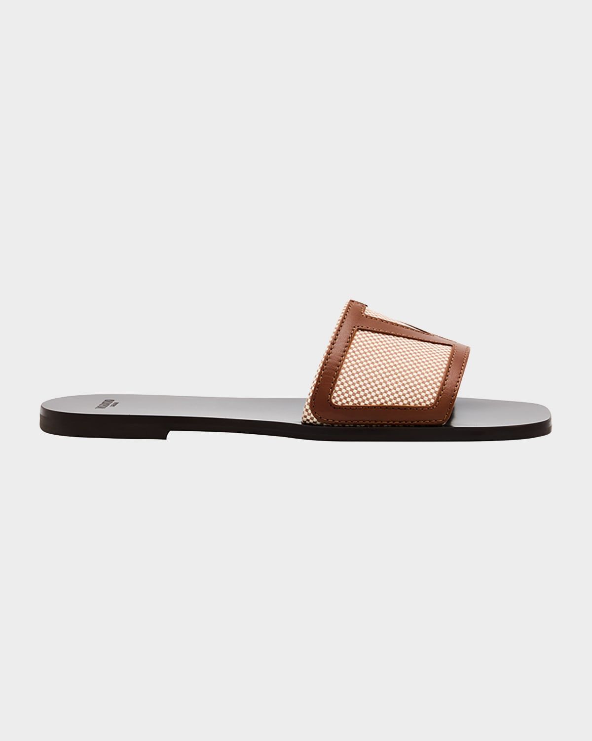 Viva VLogo Canvas Flat Slide Sandals