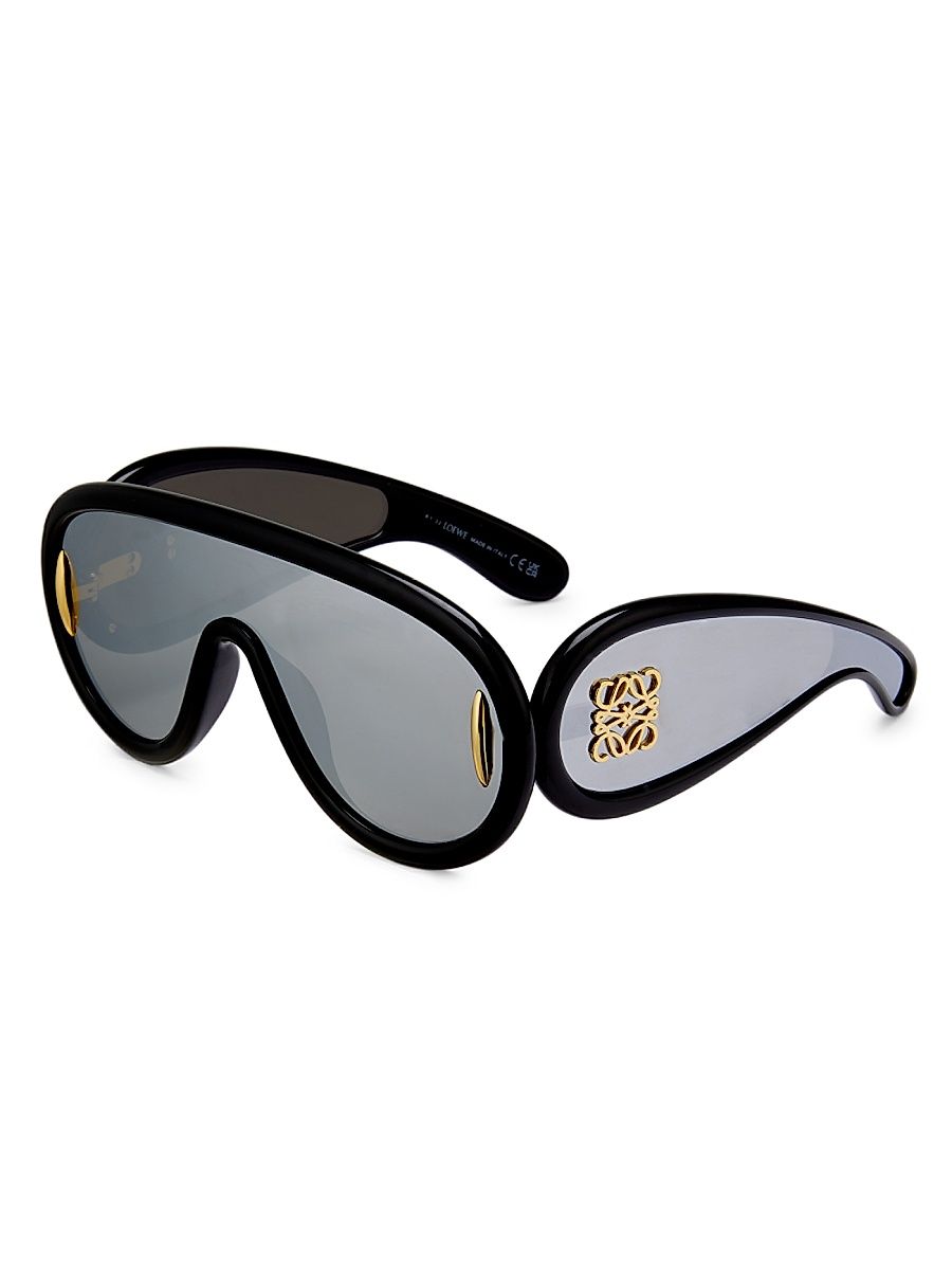Men's LOEWE x Paula's Ibiza Mask Sunglasses - Shiny Black Smoke Mirror