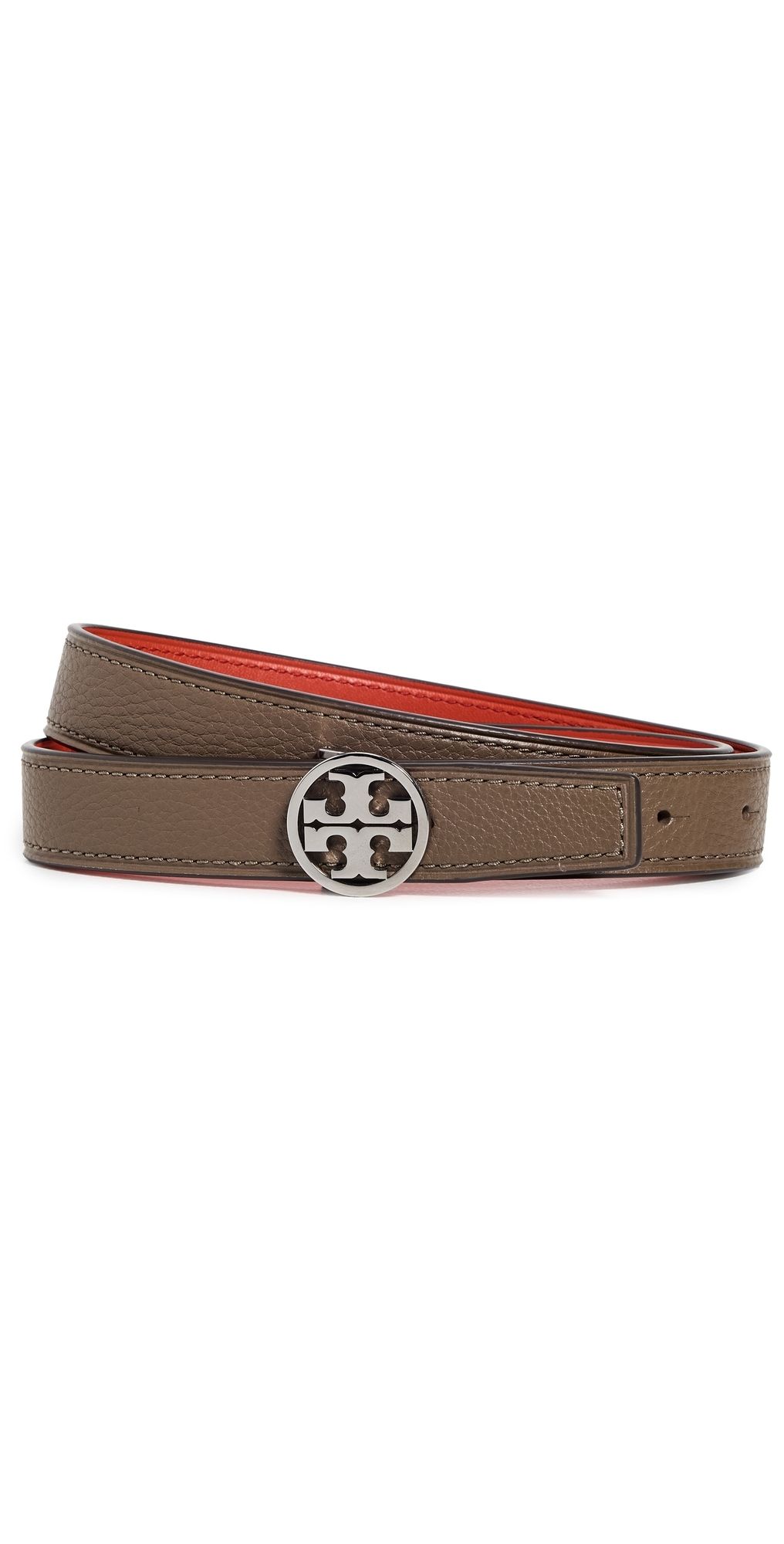 Tory Burch Miller Reversible Belt 1 Wild Mushroom/Warm Fire/Silver XL