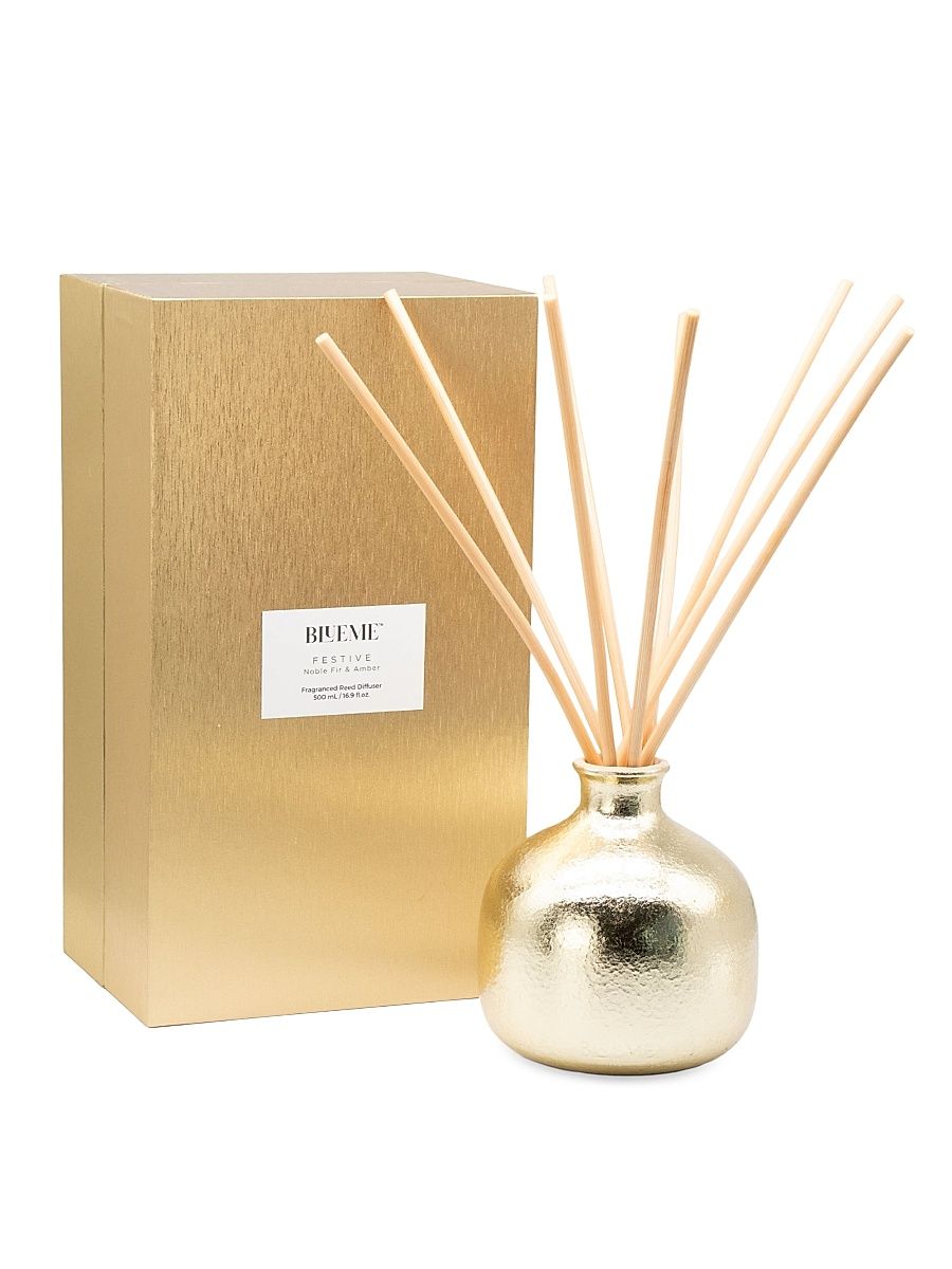 Gold Holiday Festive Noble Fir & Amber Large Diffuser