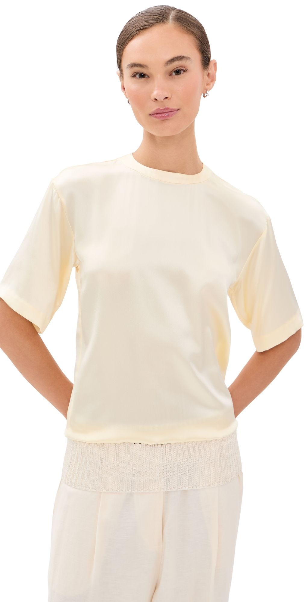 Aisling Camps Liquid Silk T-Shirt Ivory S