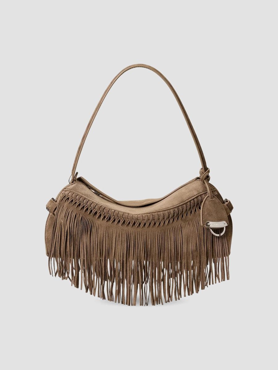 Ralph Lauren Collection Women's Small Suede Shoulder Bag - Dark Taupe