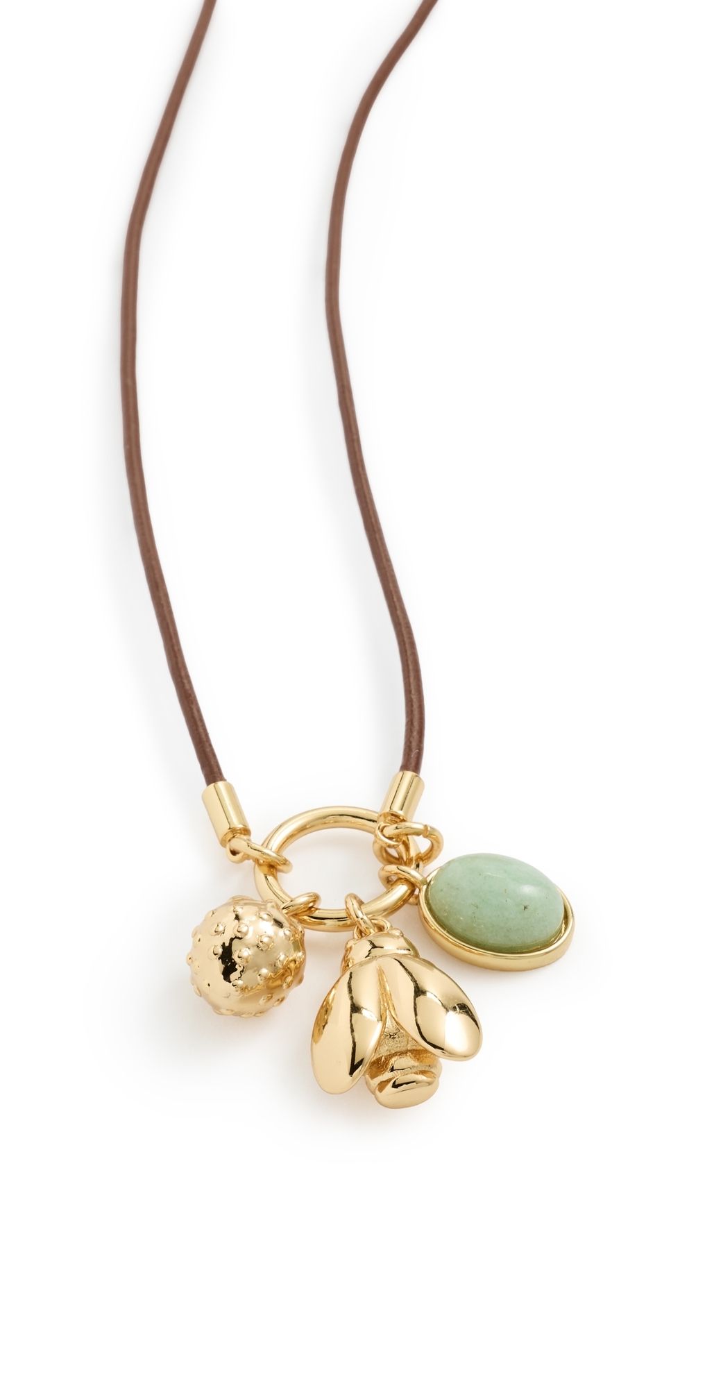 Madewell Leather Bee Charm Clip Necklace Antique Gold One Size