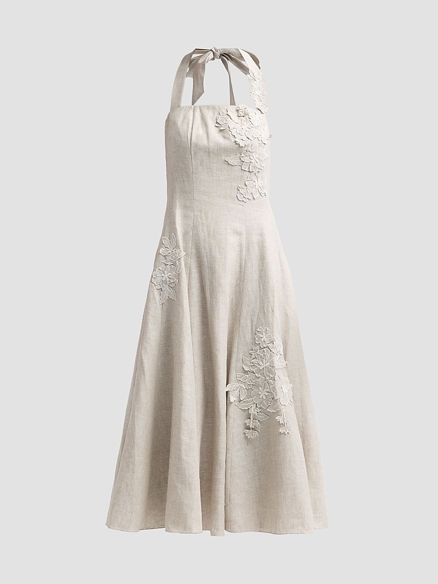 Women's Pippa Linen Blend Midi Dress - Ecru - Size 0