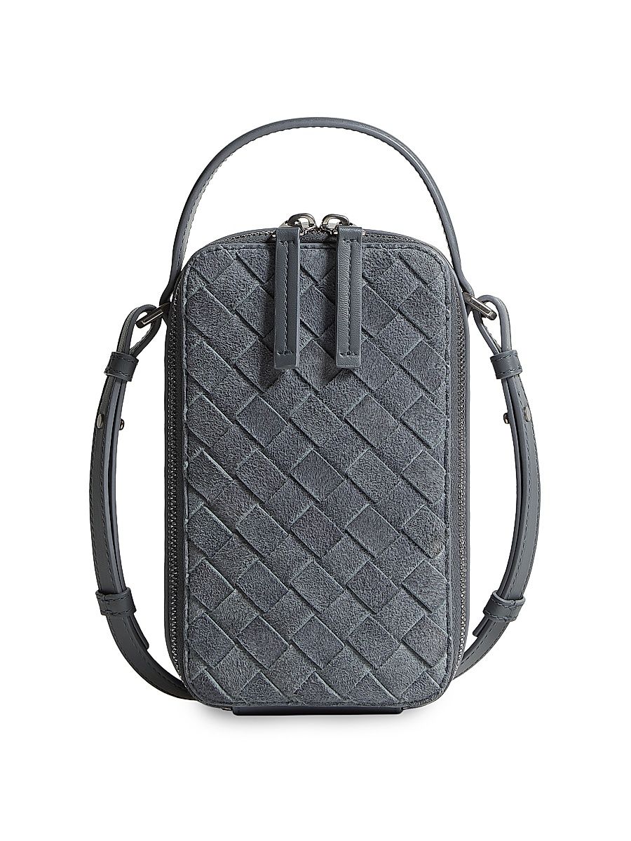 Men's Getaway Intrecciato Suede Phone Pouch - Cloudy