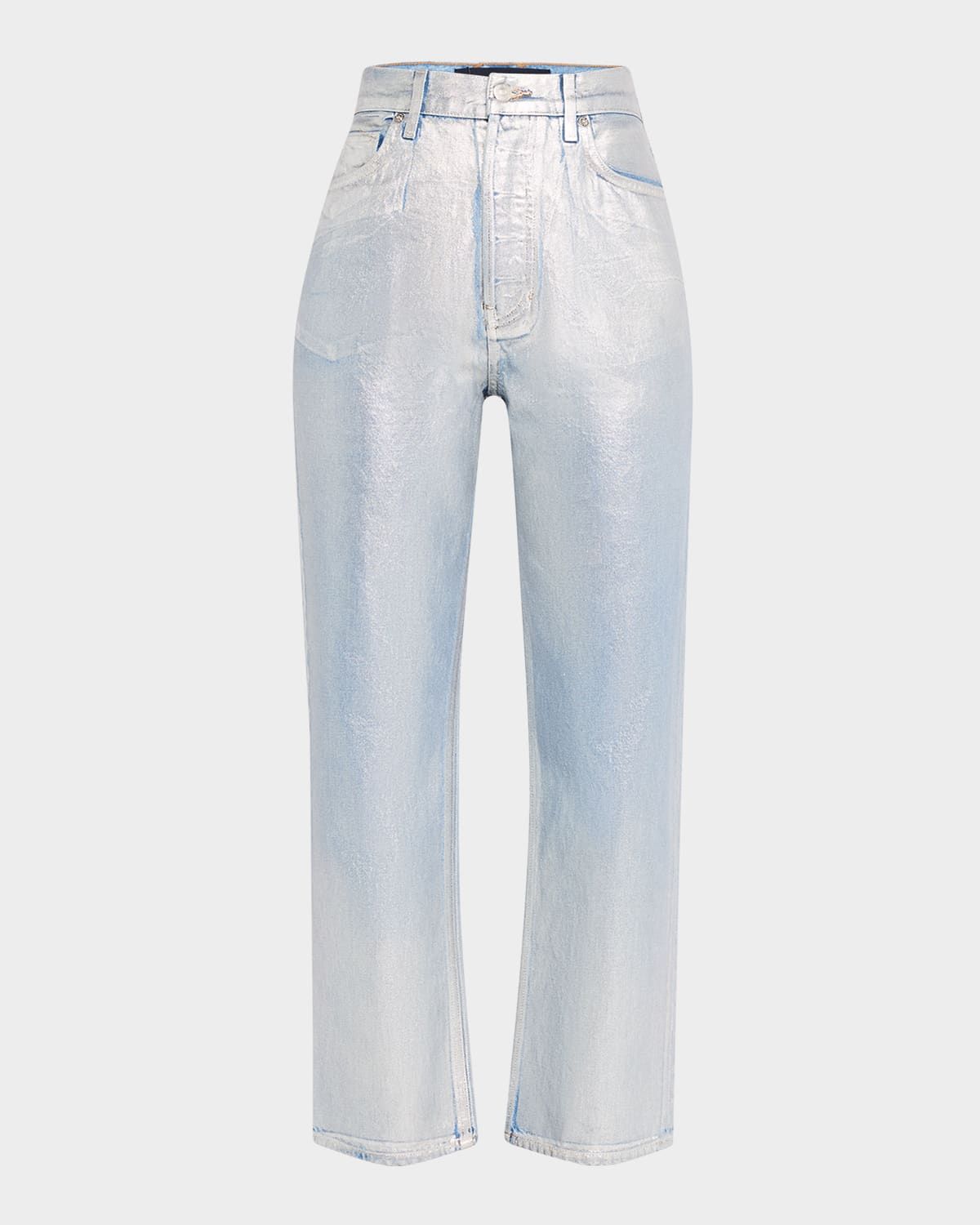 Daniela High-Rise Ankle Straight Metallic Jeans