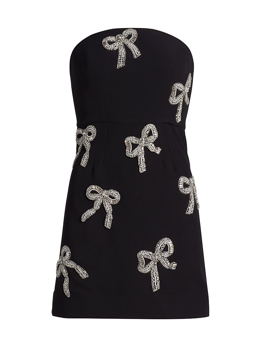 Women's Sienna Crystal Bow Bandeau Minidress - Black - Size XL