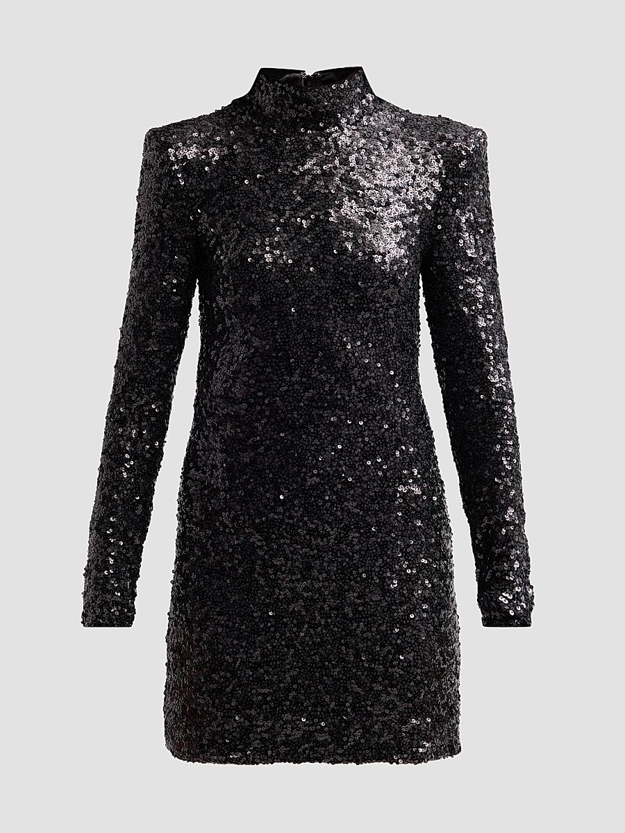 Women's Glory Sequined Mini Dress - Black Sequin - Size 8