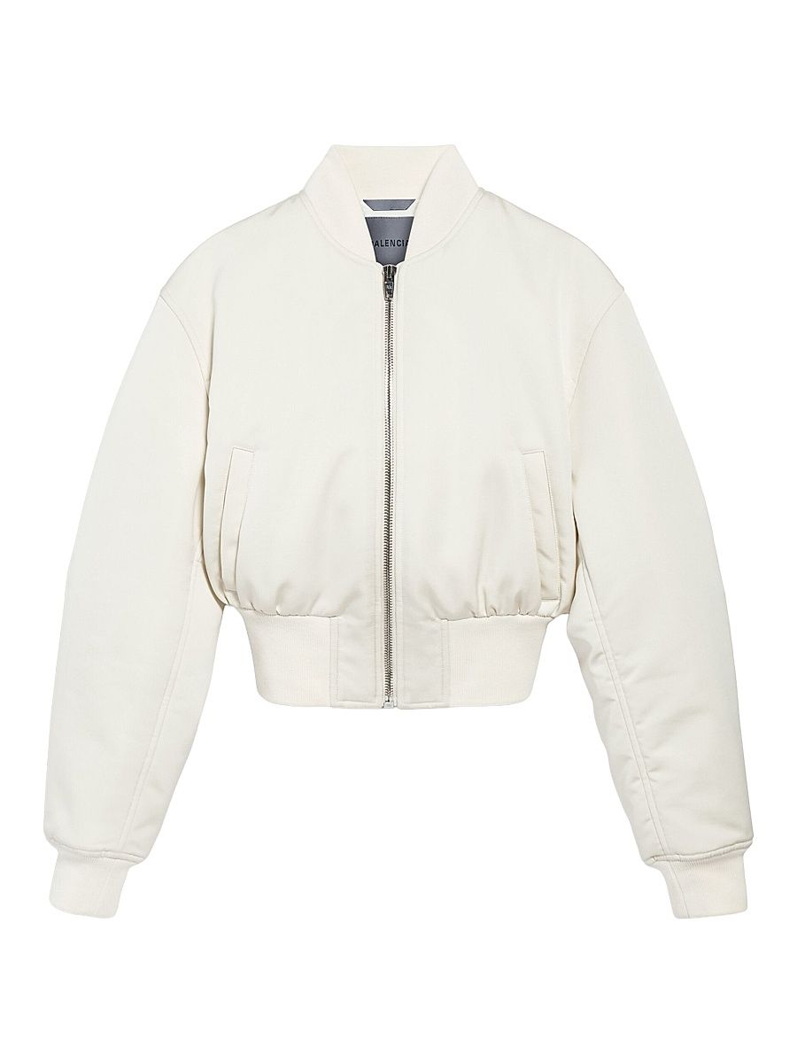 Women's Cropped Bomber Jacket - Ivory - Size 6