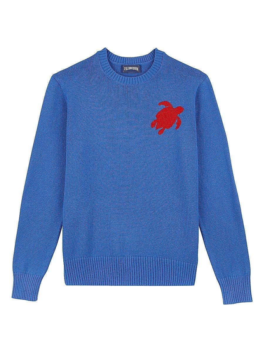 Men's Rayol Logo Cotton-Blend Crewneck Sweater - Sea Blue - Size XL