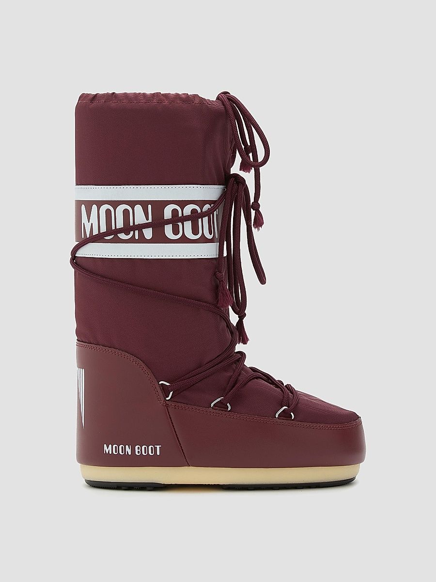 Moon Boot Men's Unisex Icon Nylon Snow Boots - Burgundy - Size 11.5
