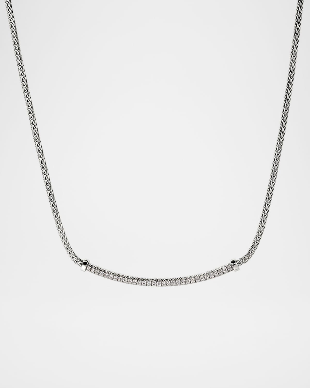 JH Essential Sterling Silver Diamond Pave Necklace, 1.8mm