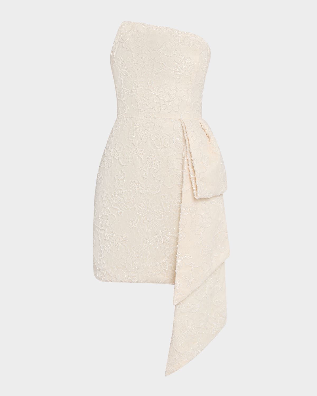 Asymmetric Strapless Side-Drape Mini Dress