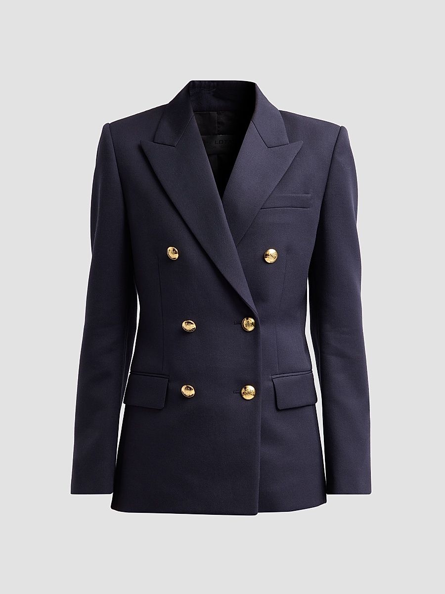 Women's Bruni Wool Double-Breasted Blazer - Midnight - Size 10