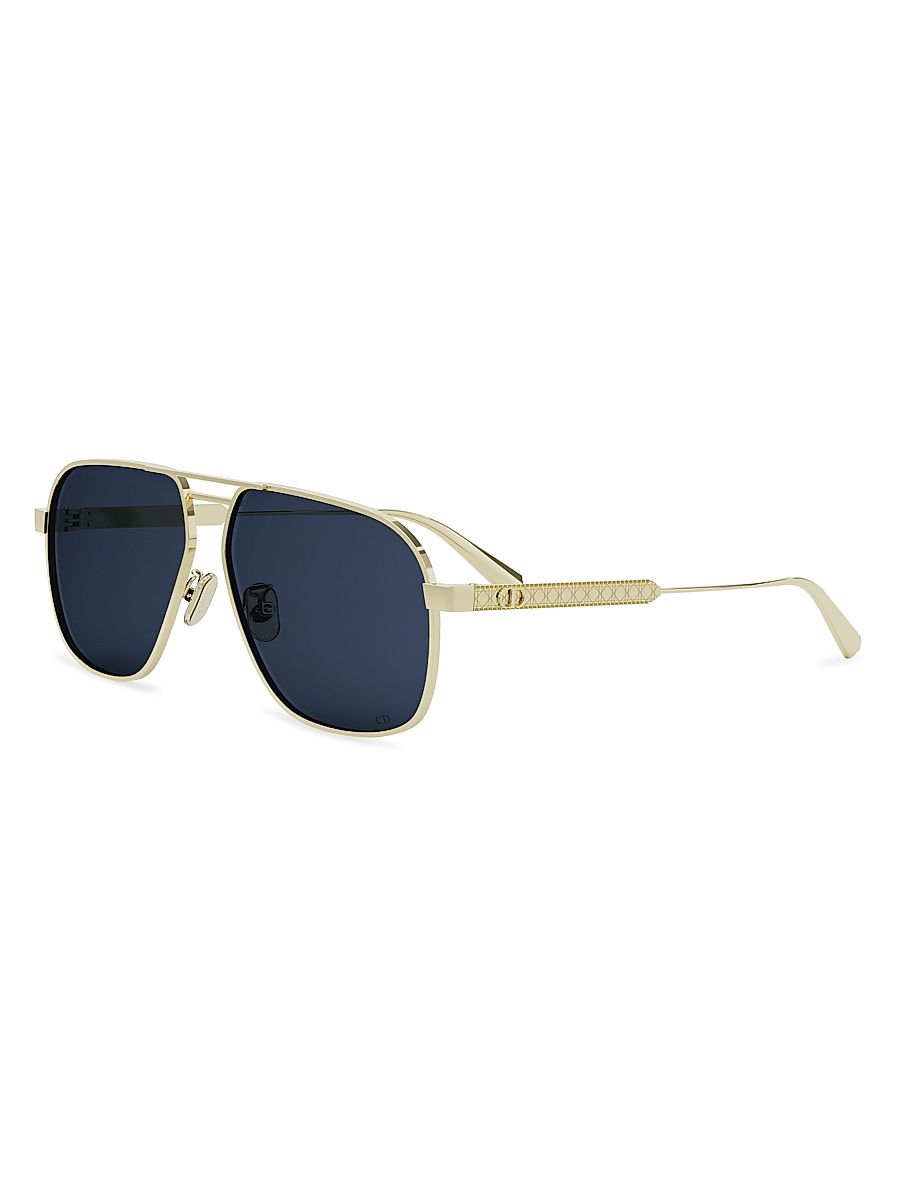 Women's DiorCannage A3U 58MM Aviator Sunglasses - Shiny Gold Blue