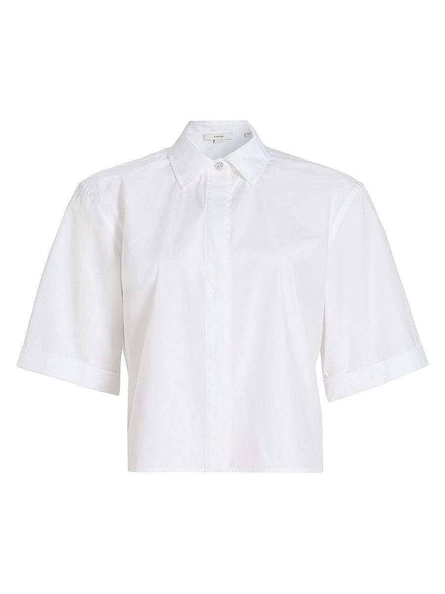 Women's Poplin Boxy Shirt - Optic White - Size XS
