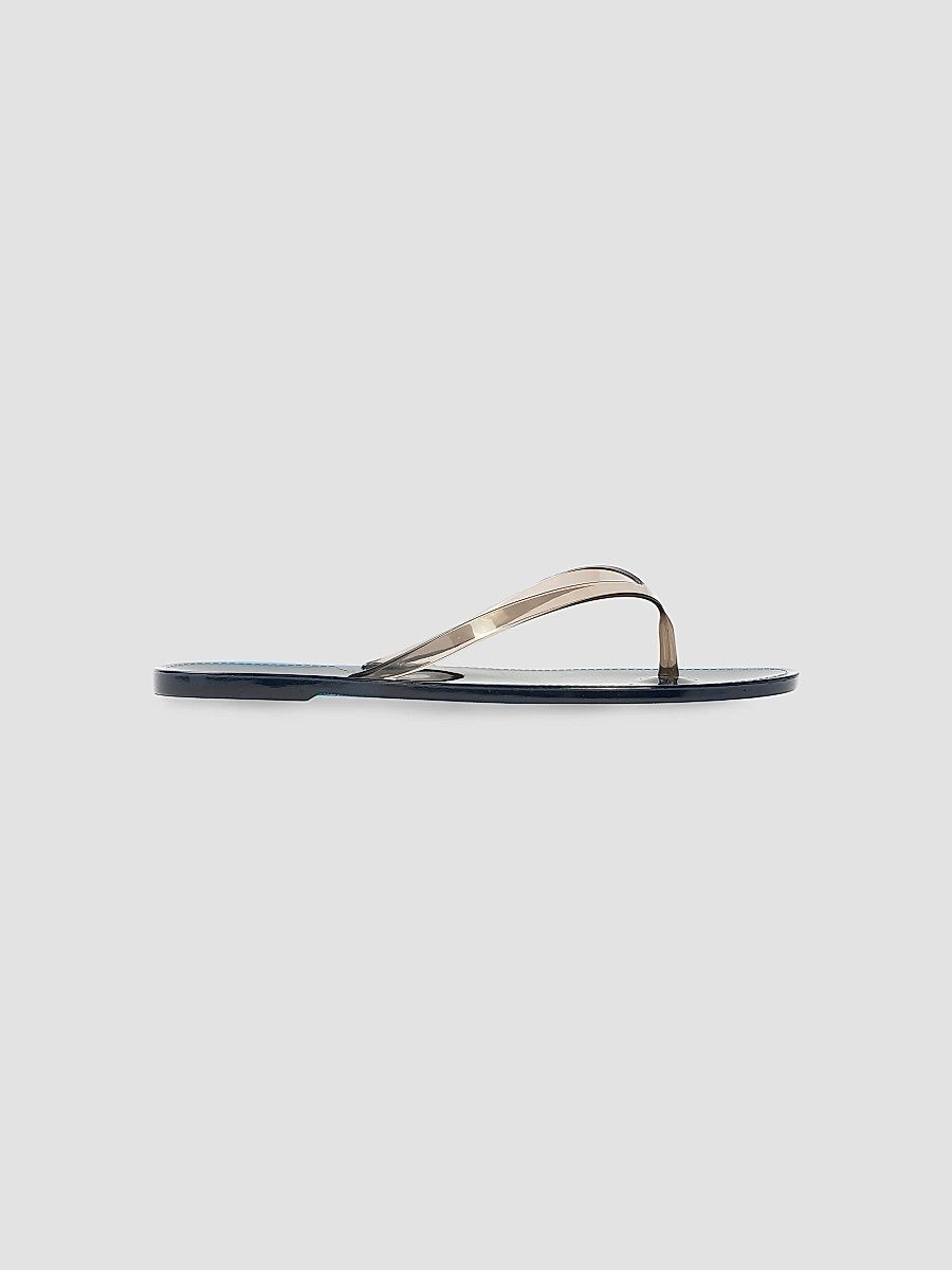 Black Suede Studio Women's Crystal PVC Flip Flops - Navy Black Pvc - Size 11