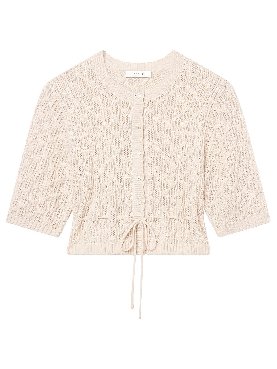 Women's The Clover Pointelle Knit Cardigan - Oatmeal Heather - Size XL