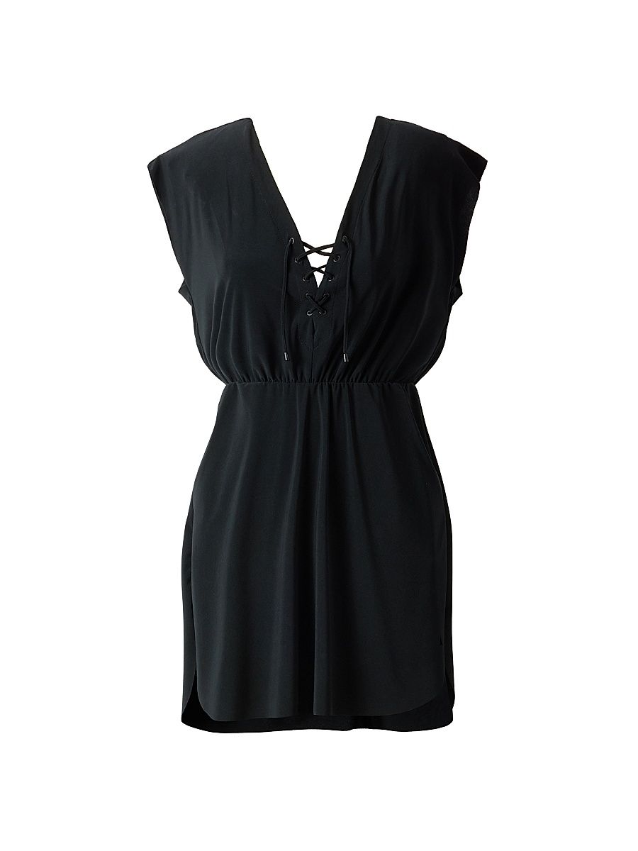 Women's Cover Ups Lace-Up Minidress - Black - Size Large