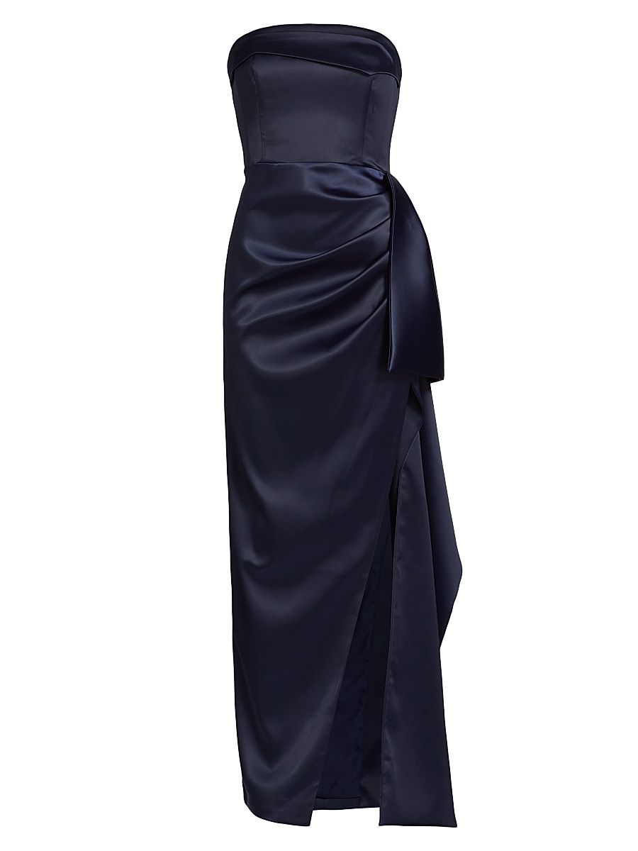 Women's Erelyn Satin Strapless Gown - Navy - Size 12