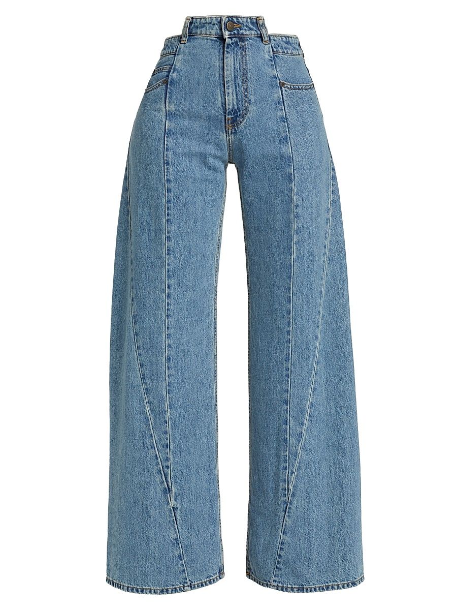 Women's Five-Pocket Wide-Leg Jeans - Medium Blue - Size 8