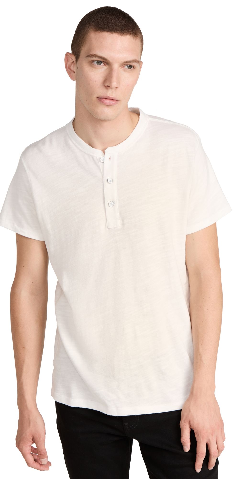 rag & bone Classic Short Sleeve Henley White XXL