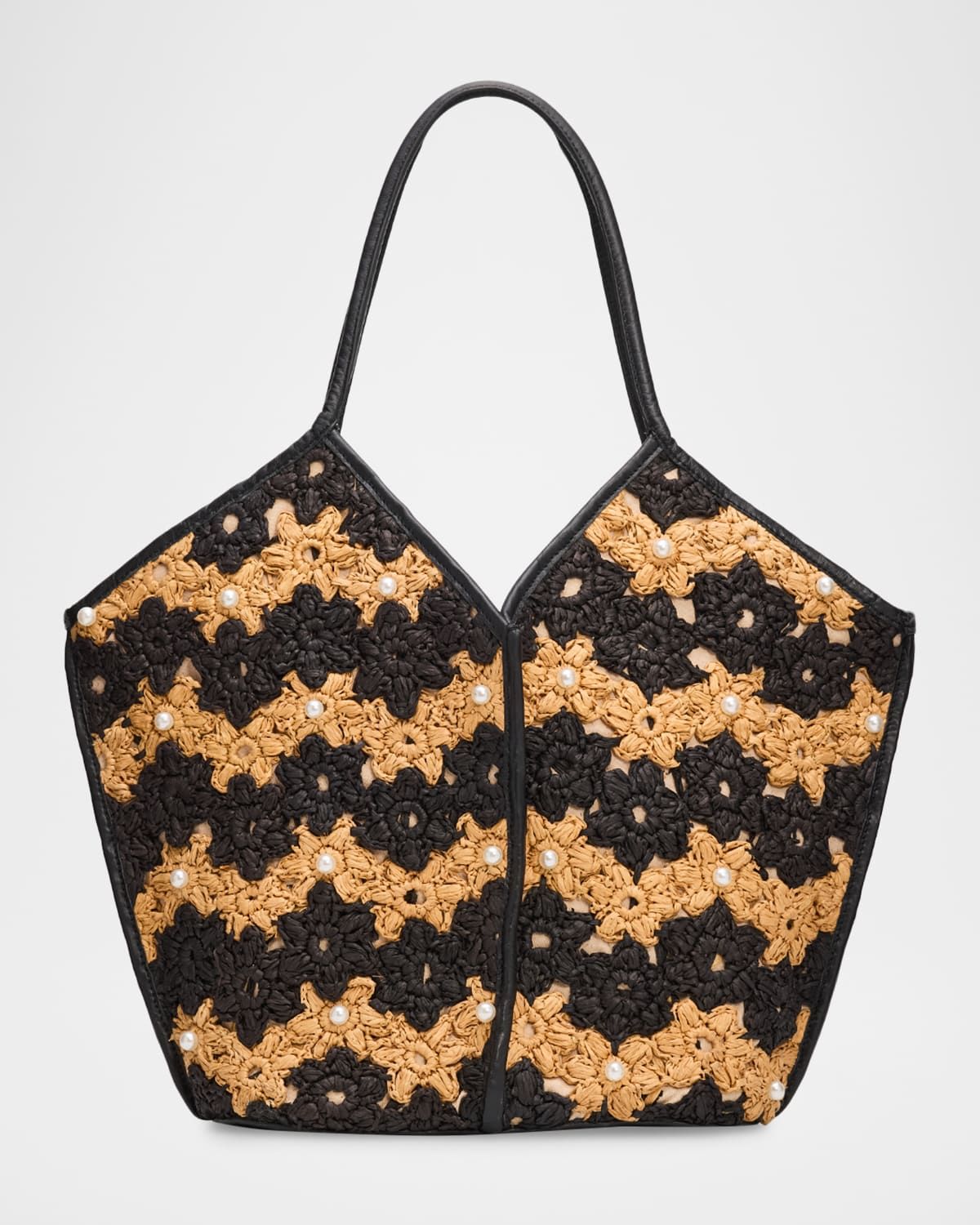 Jenson Floral Crochet Raffia Tote Bag