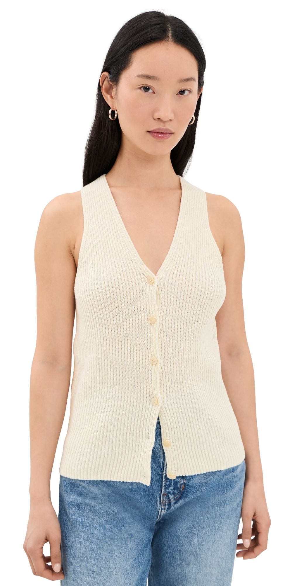 Theory Full Cardigan Vest Ivory - C05 S