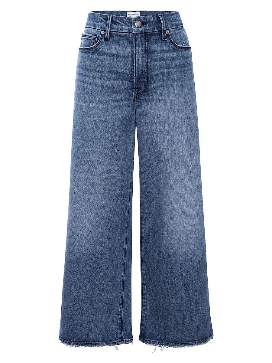 Women's Good Waist Palazzo Crop Jeans - Indigo - Size 8