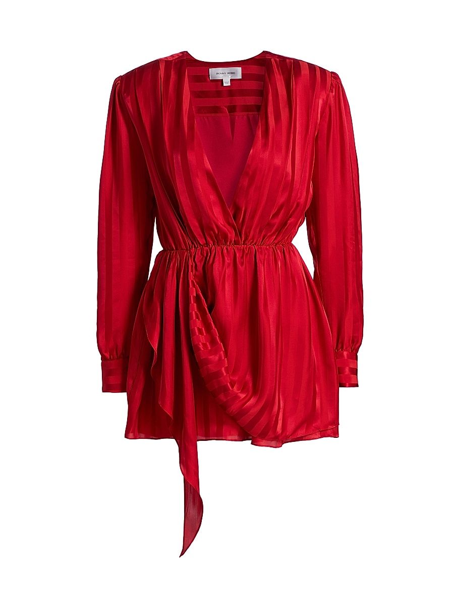 Women's Abigail Striped Drape Minidress - Goji Berry - Size Large