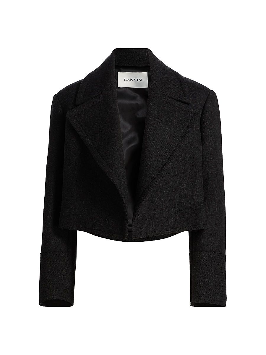 Women's Cropped Wool Peacoat - Anthracite - Size 12